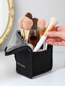 1个立式化妆刷收纳盒，化妆刷整理器，化妆品收纳袋，女士洗漱包，户外海滩度假旅行必备，旅行配件，万圣节礼物，圣诞节礼物，生日礼物 - 彩色 - 查看 3