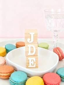 Wooden Name Plate, Acrylic Letters, Acrylic Bathroom Name Sign, Wooden Puzzle (Wood Material), Wooden Number & Letter Commemorative Blocks, Party Table Centerpiece Decor, Frameless Wooden Memory Blocks, For Celebration, Room Decor, Decoration, Party Supplies, Fun Design, Natural Wood Surface - Multicolor - View 6