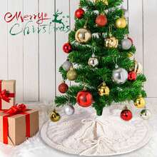 1pc Knitted Christmas Tree Skirt – 18.11 Inch Red Cable Knit Small Xmas Tree Base Cover With Bow Tie , Rustic Holiday Decoration For Mini Christmas Tree, Home, Party, Farmhouse Decor Christmas Decorations Winter Room Decor Christmas Decorations Home Christmas Gifts Christmas Decor - Multicolor - View 6