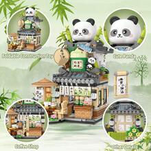 Street View Tea Shop Mini Building Blocks  Set, Creative Building Toys Cute Panda Building Set For Girls 6-12, Simulation Architecture Construction Toy, Gift Idea For Kids Adults (860PCS) - Multicolor - View 5