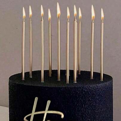6 velas rectas de color dorado champán, velas decorativas de alta calidad para pasteles de cumpleaños, adecuadas para cumpleaños, fiestas, bodas, vacaciones y decoración de habitaciones