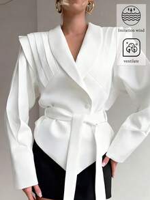 Elegant High-End Lass Waistband Short Jacket At - White - View 1