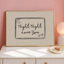 1 pieza Enmarcado/Sin marco Noche Noche Te Amo Cartel de arte de pared vintage Cita romántica de mediados de siglo Impresión en lienzo Decoración minimalista del Día de San Valentín Pintura retro para parejas, dormitorio, sala de estar, dormitorio, decoración del hogar moderna