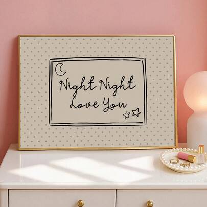 1 pieza Enmarcado/Sin marco Noche Noche Te Amo Cartel de arte de pared vintage Cita romántica de mediados de siglo Impresión en lienzo Decoración minimalista del Día de San Valentín Pintura retro para parejas, dormitorio, sala de estar, dormitorio, decoración del hogar moderna