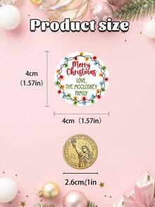 17/35/70pcs Personalized Christmas Gift Labels ,Custom Name Christmas Sticker,Christmas Present Stickers , Christmas Gift Tag Stickers,Personalized Merry Christmas Stickers – Custom Round Holiday Labels For Gift Wrapping School Supplies - Multicolor - View 6