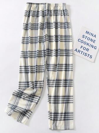 1pc Men's Spring/Autumn Fashionable Plaid Casual Loose Fit Pajama Pants, Plus Size Sleepwear Suitable For Outdoor Wear, Winter