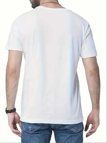 Camiseta de navidad de hombre con patrón de árbol - manga corta casual, poliéster, lavable a máquina - el regalo perfecto de verano - Blanco - Ver 3