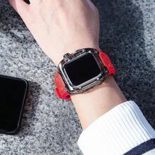 1 件适用于 AppleWatch Series11 42 毫米 46 毫米 Ultra 3/2/1 49 毫米 44 毫米 45 毫米表带+表壳适用于 Watch Series 10 9 8 7 654 表壳+TPU 表带 - 紅色 - 查看 3