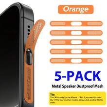 ZYONS 5 piezas para iPhone 17 Pro Max/17 Air/16 Pro Max/16/15/14/13/12 Series, rejilla de metal antipolvo para altavoz, hecha de material de metal duradero, en colores negro/plateado/naranja cósmico/dorado/verde/rojo/azul/morado/titanio del desierto y talla grande colores