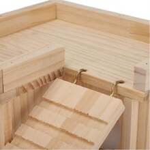 Wooden Hamster Hiding House Detachable Golden Bear Nest Hamster Ladder Toy House Hamster Luxury Villa