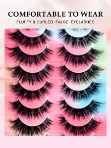 10 Pairs Manga Lashes Faux Mink Eyelashes Cat Eye Eyelashes Natural Full False Eyelashes Volumized Eyelash Extension Travel Essentials Makeup Tools - lông mi mềm mại - Xem 5
