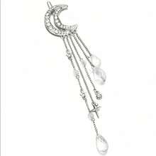 Romantic Rhinestone Crescent Star Jewelry Hair Clip, Crystal Bead Streaming Su Hair Clip Chain Hair Clip, Suitable For Female Brides Jewelry Hair Accessories 1 Piece, Headpiece, Head Chain