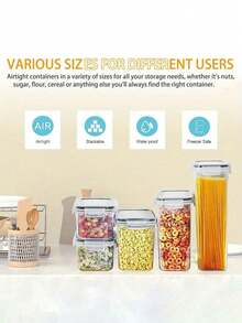 VOOVA 6/24/30-Pcs Sealed Food Storage Containers With LIDS For Cereal, Pasta, Flour And Candy Dishes, Candy Jars, Plastic Kitchen Storage Containers, Kitchen Accessories,Christmas Gifts,Christmas Stuff , - 黑與白 - 查看 7