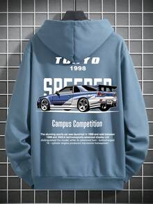 K-GLORY Men's Loose Kangaroo Pocket Hoodie Sweatshirt, Ideal For Car Enthusiasts, Autumn/Winter - Baby Blue - View 5
