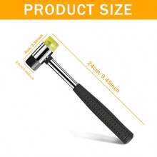 2-Sided Soft Mallet - Leather DIY Tool, Red Rubber Mallet, Black Plastic Coated Handle And Dual Head Rubber Mallet, Suitable For 25mm Handheld Projects