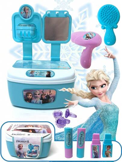 Disney Ensemble de maquillage de princesse Frozen dans un étui de transport portable, ensemble de jouets de maquillage pour enfants. Ensemble de jouets d'étui de transport de maquillage portable pour filles, cadeau de jouet moderne pour enfants.