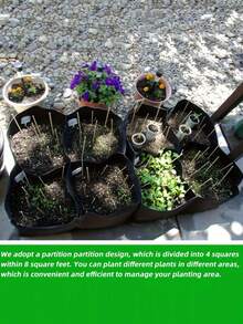 1Pc Fabric Raised Garden Bed Square Garden Flower Planting Bag Vegetable Planting Bag Plant Pot Flower With Handle For Flowers Vegetables Plant, Potatoes , Rectangle Planting Container For Outdoor Indoor Gardening - Multicolor - View 2