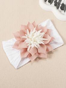 1pc Autumn/Winter New 3D White Flower Bud Baby Headband, Soft Comfortable Jacquard Nylon Infant Headwear, Creative Baby Hair Accessory