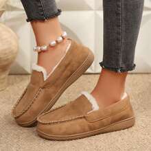 Women Warm Lined Slippers Loafers Casual Slip On Shoes Walking - 摩卡棕 - 查看 8