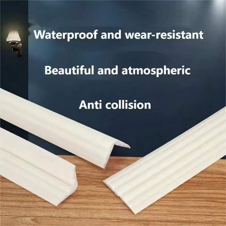 118 pulgadas Protector de esquina de pared flexible de PVC, Tira de borde de plástico autoadhesiva para esquinas de paredes interiores/exteriores, techos, encimeras, pisos, protección de azulejos y decoración para la sala de estar