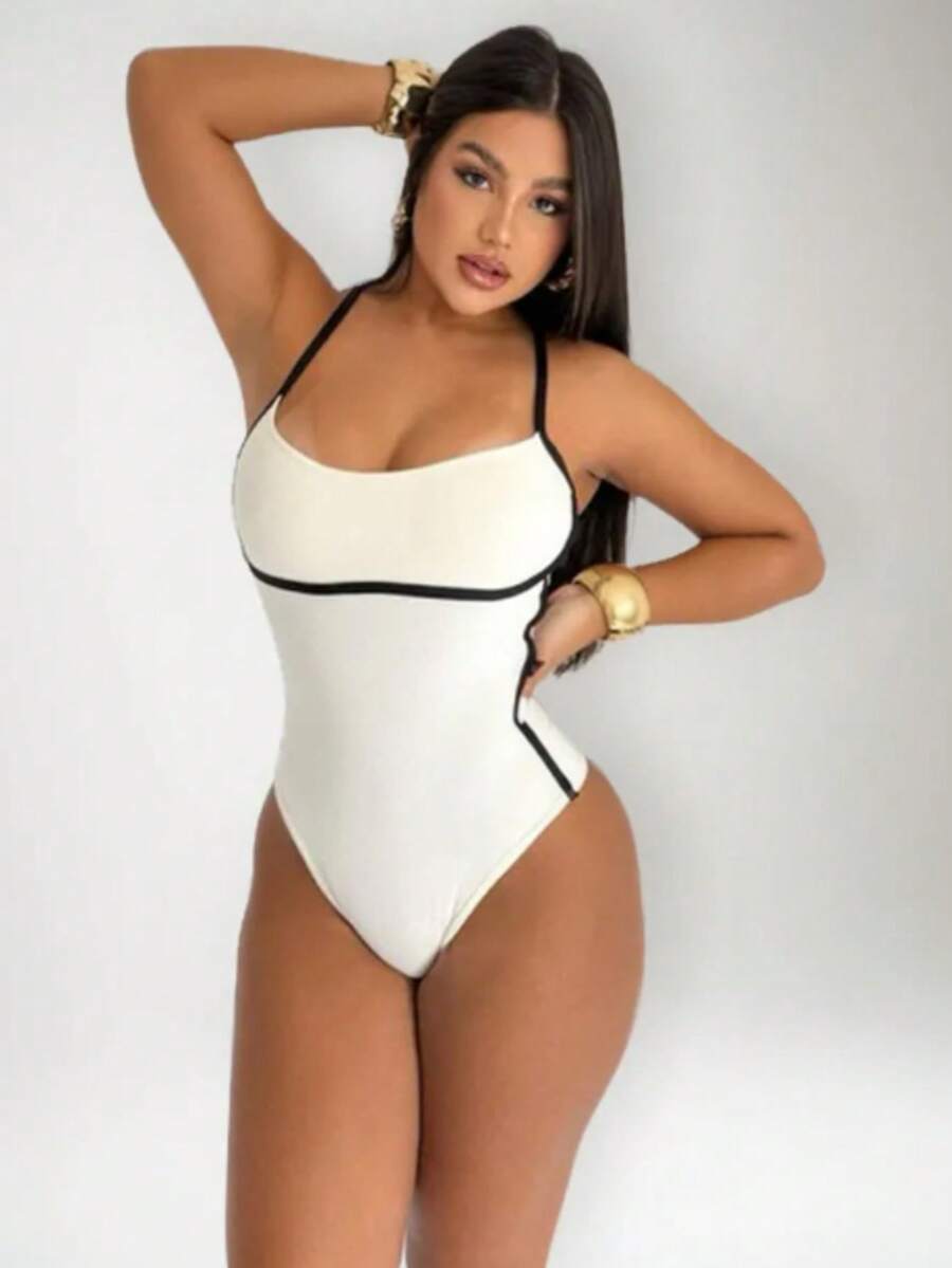 Women's Body Kit Suplex Straps C Cup Plain Comfortable Elegant Casual Chic. - 吊帶緊身衣 / 白色 - 查看 1