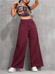 Denim Wide Leg Trousers Straight Loose Baggy Jeanshalloween