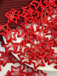 50 piezas/36 piezas/12 piezas/5 piezas Clips para el cabello de colores caramelo estilo Y2K para mujeres, lindos clips para el cabello tipo BB para flequillo y lados, surtido de colores aleatorios, accesorio de moda versátil para uso diario, accesorios para la cabeza, accesorios para el cabello para mujeres - Rojo - Ver 3