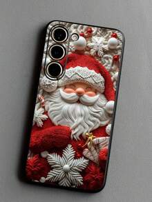 1pc Fashionable Santa Claus & Snowflake Red Festive Black Phone Case Compatible With IPhone 17/17 Air/17 Pro/17 Pro Compatible With Redmi, Compatible With Galaxy A04e/A05s/A13/A14/A15/A34/A35/A50/A52/A53/A54/S21/S22/S23/S24/S25/S25UGOOGLE 6A/ 12T/13T/14t - Black - View 5