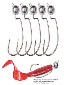 10 piezas de anzuelos con cabeza de plomo para cebo blando, con espiga curva de barriga ancha y fondo antiatasco, adecuados para accesorios de pesca