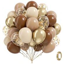 46pcs/30pcs Set Of 12inch/10inch Cocoa, Skin Tone, Sand White, Metallic Gold, Gold Glitter Latex Balloons, Suitable For Birthday, Baby Shower, Wedding And Boho Decor