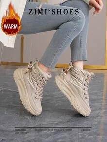 1 Pair High Quality Women's Winter Multifunctional Fashion Casual Thermal Lined Thick Sole High-Top Snow Boots, Outdoor Sports Casual Shoes For Daily Wear