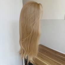 13X4 Inch Large Area HD Lace Frontal Wigs Heat Resistant Synthetic Hair Long Straight Daily Wear Soft Blonde Layered - Blonde - View 7