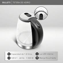 RCA Tetera de Vidrio Eléctrica RC-328 con Luz LED, Capacidad de 1.8 Litros, Apagado Automático, Resistente al Calor, Asa Fría, Base de Acero Inoxidable y Protección Sobrecalentamiento. - Tetera - Ver 6