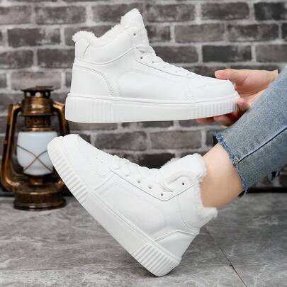 Mid Top Warm Sports And Leisure Shoes - With Thermal Lined, Closed Straps, And EVA Cushioning Sole - A Must-Have For Sunny Girls. Couple's Versatile Casual Shoes, Fitness, Street Style - Breathable Fabric Upper - Unisex - Suitable For Daily And Formal Occasions, Sporty And Stylish Appearance, Comfortable And Snug Fit