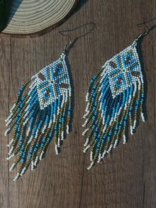 Handmade Beaded Tassel Earrings For Women, Bohemian Colorful Glass Bead Seed Bead Dangle Earring Hooks, Fashion Jewelry Accessories Suitable For Daily Wear