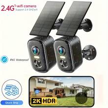 Solar-Powered IP65 Waterproof Security Camera, 2K High-Definition Outdoor/Indoor Wireless Camera, With Artificial Intelligence Motion Detection, Two-Way Audio, 5200 Mah Battery And Solar Panel, Suitable For Home, Pet, Babysit Camera, Garage, Yard, Solar Security Camera
