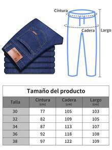 Jeans de diseño clásico sueltos para hombres, Jeans Básicos de Trabajo, Jeans para Hombre,Men's Classic Regular Jean, Jean de Corte Holgado, Pantalón de Mezclilla, Diseño Clásico Y Chic Para Negocios - Azul - Ver 4