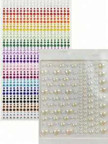 900 viên đá giả nhiều màu DIY, miếng dán mắt cầu vồng cho nghệ thuật, biểu diễn sân khấu lễ hội âm nhạc, phụ kiện trang điểm trang sức mặt với nhiều kiểu dáng - Nhiều màu - Xem 8