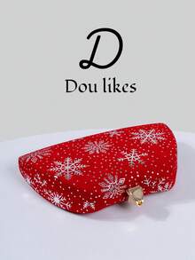 1pc Red Christmas Clutch Bag With Snowflake Flower Clasp Design, Elegant Evening Handbag Suitable For Christmas Party, Formal Occasions, Weddings, Galas And Celebrations