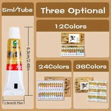 Marie's Chinese Painting Pigment 12/24/36 Colors 5ml/Tube, Professional Watercolor Sumi Painting Art Supplies Tool For Beginner, Primary School Students, Adults, Perfect For Back-To-School Gift! - Single Piece - View 3