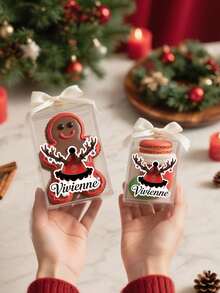 6/12/24pcs Customized 2025 Christmas Antler Style White Background Stickers, With Text Name Customization Available. Christmas Gift Stickers, Christmas Gift Stickers For Couples, Family Members And Friends, Christmas Gift, Personalized Gifts - Multicolor - View 2