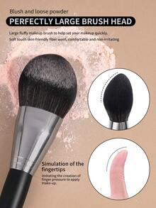 MAANGE 1支/2支装专业散粉刷，大号柔软浓密毛腮红刷，晕染化妆刷，美容礼品，粉底刷，遮瑕刷，腮红刷，修容刷，古铜粉刷，散粉刷，粉底刷，腮红刷 - 黑色 - 查看 6