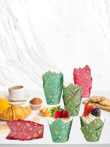50 pièces Caissettes à muffins tulipes rayées élégantes, avec surface anti-adhésive et bords arrondis, variété de styles, couleurs et motifs, pour muffins, cupcakes, gâteaux à étages - Caissettes à cupcakes tulipes décoratives et fonctionnelles pour les desserts d'anniversaire, de mariage et de fête - Multicolore - Voir 8