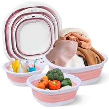 1pc/3pcs Portable Foldable Wash Basin, Vegetable Basin, Foot Basin. Easy To Clean, Lightweight And Extendable. Suitable For Home, Dorm And Outdoor Camping. Used For Camping Sink, Laundry Basin, Bucket, Water Container, Fruit And Vegetable Wash Basin, Cleaning Supplies. Thickened Plastic Foldable Foot Basin And Wash Basin, Essential For Back To School. Foldable Basin, Foldable Basin Set. Home Bathroom Decor Summer