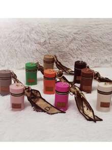 Asaloog Mini Silk (Plain) High Capacity Key Chain Purse/Coins, Lipstick Ref: DA-1306 - Gold - View 2