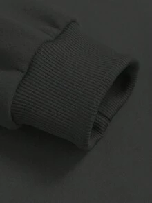 Men's Fashion Printed Half-Zip Gray Sweatshirt, Suitable For Outdoor Activities Like Walking, Kicking Grass, Fishing, Warm For Autumn/Winter Black - Black - View 4