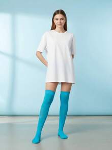 Don Calcetin Women Over The Knee Socks - 淺藍色 - 查看 4
