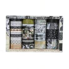 Vintage Washi Tape Set - 24 Rolls Arts Adhesive Tapes Assorted Retro Decorative Masking Tape Sets For Craft Scrapbook DIY Gift Wrapping 9-Monochrome Mood