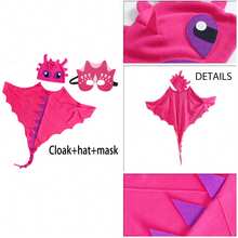 3pcs Christmas Costume Set, Funny Dinosaur Cape, Cloak, Mask, Eye Mask, Children's Stage Performance Cosplay Outfit, Party Props Suitable For Toddler Boys And Girls Role Play Gift - Multicolor - View 12