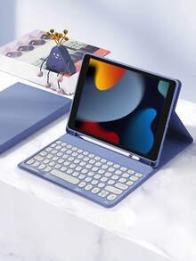 AKKHOO 10-Inch Ultra-Thin Rechargeable Silent Wireless Keyboard, Compatible With IPad, Computer, Phone, Tablet - Purple - View 3